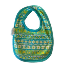 Patterned baby bib with green and blue design - kreassions.com