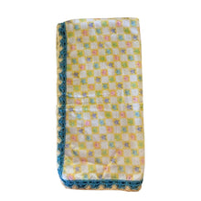 baby blanket stars patterned flannel fabric with blue crocheted edge - kreassions.com