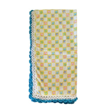 baby blanket stars pattern with crocheted blue and white edge - kreassions.com