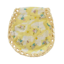Yellow baby burp cloth flannel fabric with stork design with crocheted edges - kreassions.com