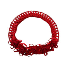baby Red woven thread headband with ribbon roses - kreassions.com