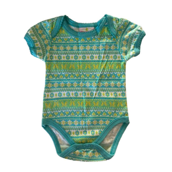 Baby onesie with green and yellow pattern - kreassions.com