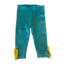 baby pants Teal leggings with yellow ruffles - kreassions.com