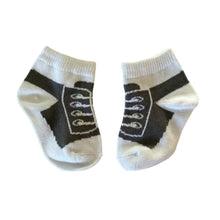 Pair of baby socks with black shoe design - kreassions.com