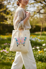 Women Canvas Bag Punch Needle Butterflies - women's handbags - kreassions.com