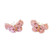 Butterfly crocheted hairpins with pink and gold details - kreassions.com