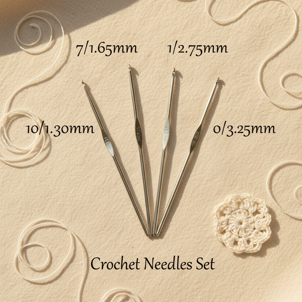 Crochet Hooks Set of 4 Steel Needles - 1.30mm to 3.25mm | Kreassions.com