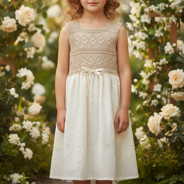 Girl Cream Dress - Vainilla - girls clothing - kreassions.com 