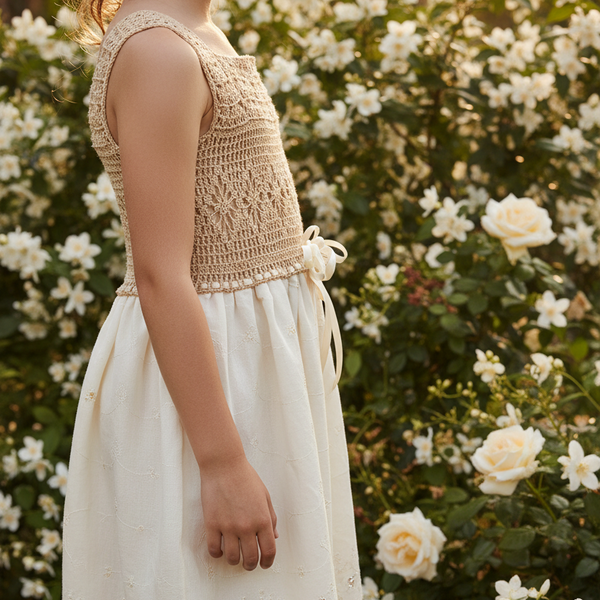 Girl Cream Dress - Vainilla - girls clothing - kreassions.com 