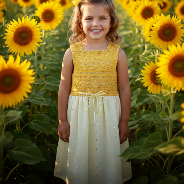 Girl Yellow Dress - Sunflower - girls clothing - kreassions.com