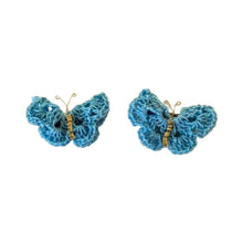Pair of blue butterfly hairpins in crochet - kreassions.com