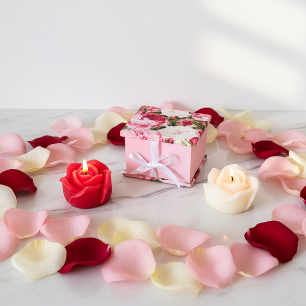 Rose Floral Gift Box – Custom Candle Set - custom gift boxes - kreassions.com