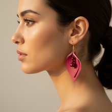 Leather-earring-pink-double-drop-leather goods-kreassions.com