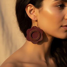Leather-earring-dark-red-round-kreassions.com