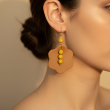 Leather-earring-yellow-flower-kreassions.com