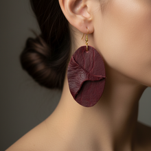 Leather-earring-dark-red-oval-kreassions.com