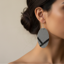  Leather-earring-gray-black-oval-kreassions.com