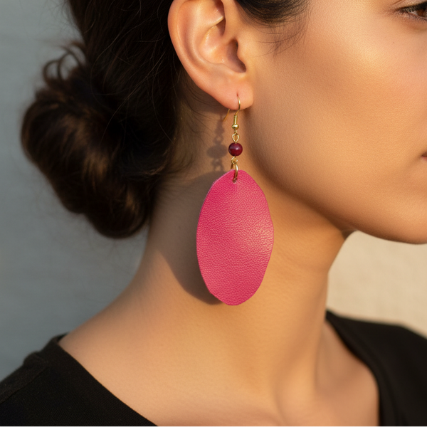  Leather-earring-pink-oval-kreassions.com