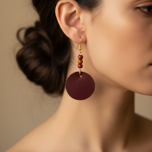 Leather-earring-dark-red-round-kreassions.com