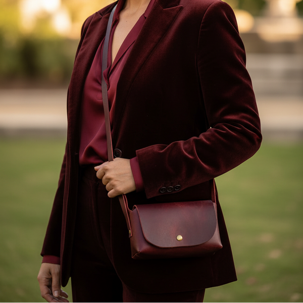 Leather Woman Handbag Red Small Cross Long Cord - kreassions.com 