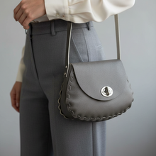 Leather Woman Handbag Gray Cross Long Cord - kreassions.com 