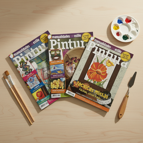 Revista Pintura con Tecnicas Mixtas Vol 1, 2 y 3 - arts and crafts - kreassions.com