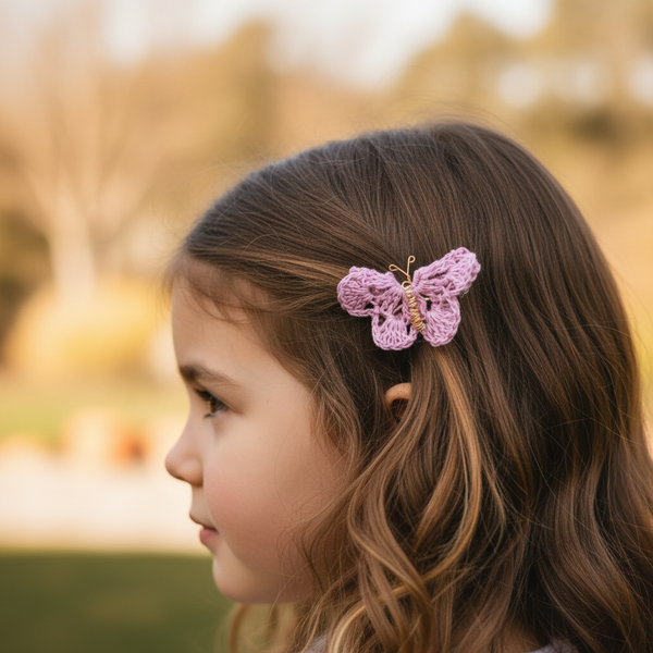 Butterfly Hair Pin Lilac Crochet - hair accessories - kreassions.com