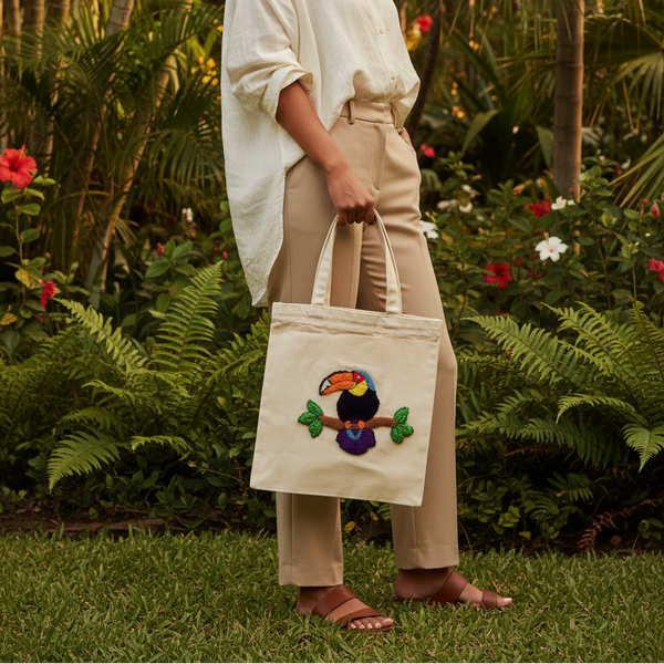 Women Canvas Bag Punch Needle Toucan - women's handbags - kreassions.com