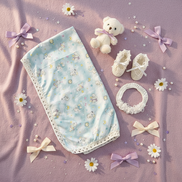 Baby Blanket White Bear Gift Set - newborn baby gifts - kreassions.com