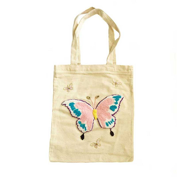 Women Canvas Bag Punch Needle Butterflies - kreassions.com